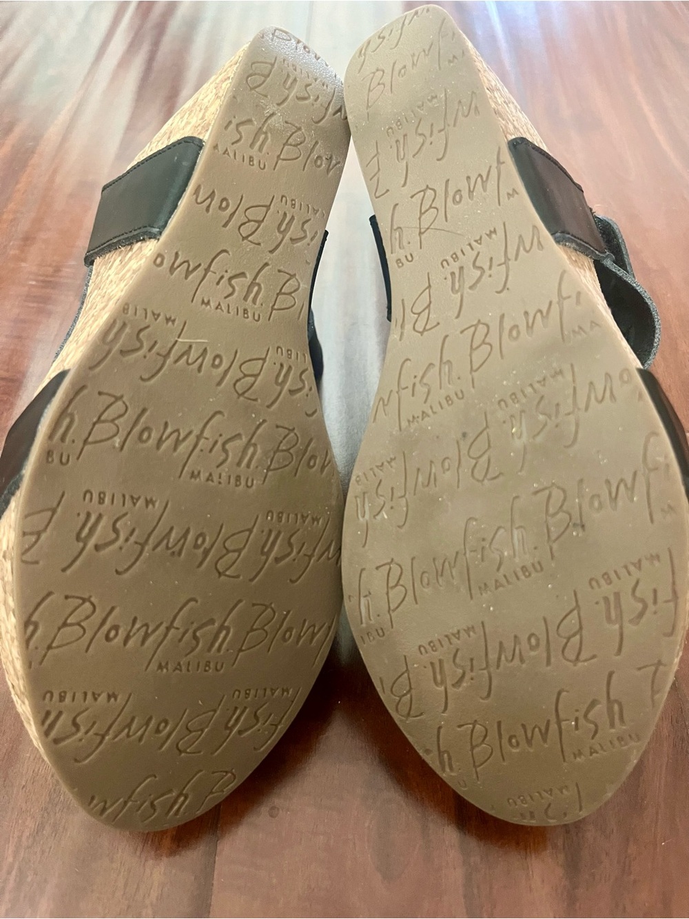 Blowfish Malibu Cork Wedge Sandals with Black Cross Straps - Picture 7 of 8